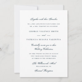 Elegant Dusty Blue Script Wedding 招待状