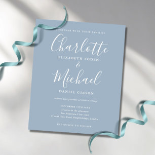 Elegant Dusty Blue Signature Wedding Invitation 招待状