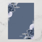 Elegant Dusty Blue Silver Floral Wedding 箔招待状 (裏面)
