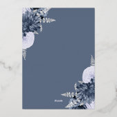 Elegant Dusty Blue Silver Floral Wedding 箔招待状 (裏面)