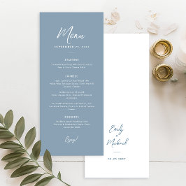 Elegant Dusty Blue Simple Calligraphy Wedding  メニュー