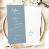 Elegant Dusty Blue Simple Calligraphy Wedding  メニュー