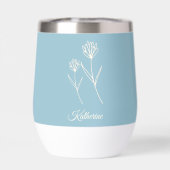 Elegant Dusty Blue Simple Flower  (背面)