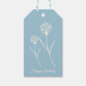 Elegant Dusty Blue Simple Flower  ギフトタグ (正面)