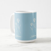 Elegant Dusty Blue Simple Flower コーヒーマグカップ (正面左)