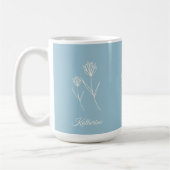 Elegant Dusty Blue Simple Flower コーヒーマグカップ (左)