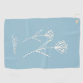 Elegant Dusty Blue Simple Flower  ゴルフタオル (横)