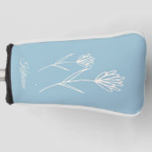 Elegant Dusty Blue Simple Flower ゴルフヘッドカバー (正面)