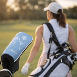 Elegant Dusty Blue Simple Flower  ゴルフヘッドカバー