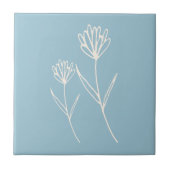 Elegant Dusty Blue Simple Flower  タイル (正面)