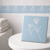 Elegant Dusty Blue Simple Flower タイル