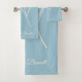 Elegant Dusty Blue Simple Flower  バスタオルセット (インサイチュ)
