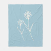 Elegant Dusty Blue Simple Flower フリースブランケット (正面)