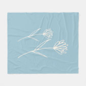 Elegant Dusty Blue Simple Flower フリースブランケット (正面(横))
