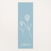 Elegant Dusty Blue Simple Flower  ヨガマット (正面)