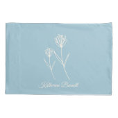 Elegant Dusty Blue Simple Flower  枕カバー (裏面)