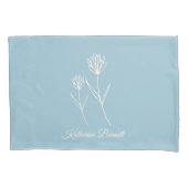 Elegant Dusty Blue Simple Flower  枕カバー (正面)