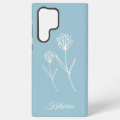 Elegant Dusty Blue Simple Flower Sports Samsung Galaxyケース (裏面)