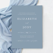 Elegant Dusty Blue Simple Wedding Modern 招待状