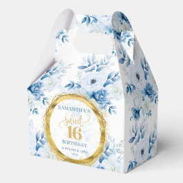 Elegant Dusty Blue Sweet Sixteen Gold Glitter Box フェイバーボックス