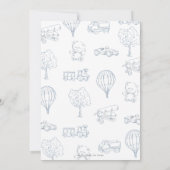 Elegant Dusty Blue Toile Floral Boy Baby Shower  招待状 (裏面)