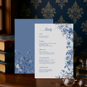 Elegant Dusty Blue Toile Floral Wedding Details エンクロージャーカード