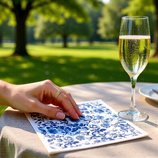 Elegant Dusty Blue Toile Floral Wedding Pattern スタンダードカクテルナプキン