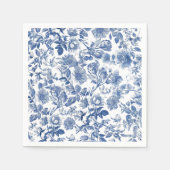 Elegant Dusty Blue Toile Floral Wedding Pattern スタンダードカクテルナプキン (正面)