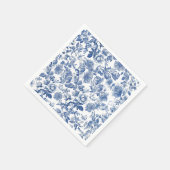 Elegant Dusty Blue Toile Floral Wedding Pattern スタンダードカクテルナプキン (角)