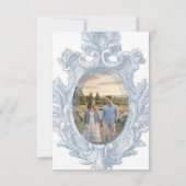 Elegant Dusty Blue Toile French Manor Photo セーブザデート (裏面)