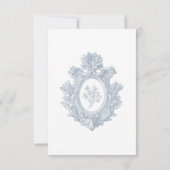Elegant Dusty Blue Toile French Manor Wedding セーブザデート (裏面)