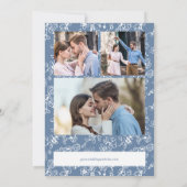 Elegant Dusty Blue Vintage Photo Wedding セーブザデート (裏面)