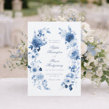 Elegant Dusty Blue Watercolor Floral Wedding
