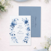 Elegant Dusty Blue Watercolor Floral Wedding 招待状