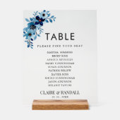 Elegant Dusty Blue Watercolor Flower Bouquet アクリルサイン (正面)