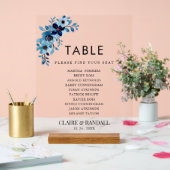 Elegant Dusty Blue Watercolor Flower Bouquet アクリルサイン (ウェディング)