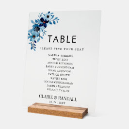 Elegant Dusty Blue Watercolor Flower Bouquet アクリルサイン