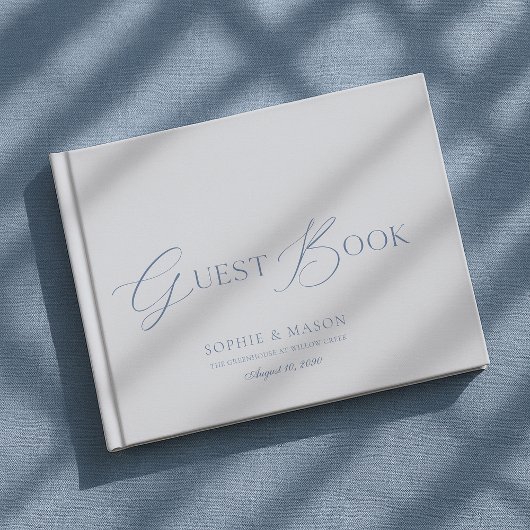 Elegant Dusty Blue Wedding Guest Book  ゲストブック