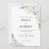 Elegant Dusty Blue Wedding Invitation 招待状 (正面)