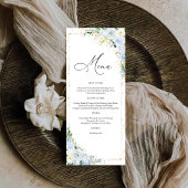 Elegant Dusty Blue Wedding Menu メニュー