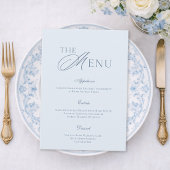 Elegant Dusty Blue Wedding Menu Card 招待状