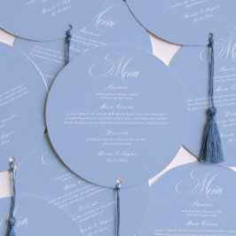 Elegant Dusty Blue Wedding Menu Circle Card