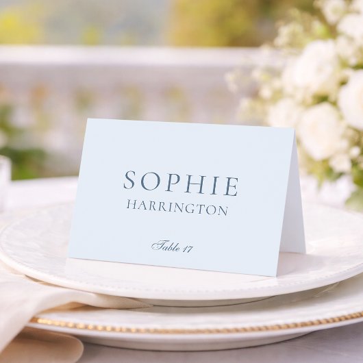 Elegant Dusty Blue Wedding Place Card テーブルナンバー