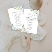 Elegant Dusty Blue Wedding Program  ハンドファン