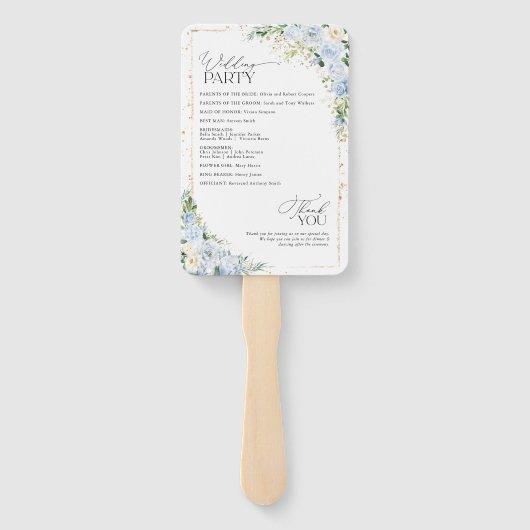 Elegant Dusty Blue Wedding Program  ハンドファン (裏面)