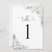 Elegant Dusty Blue Wedding Table Number Card (正面)