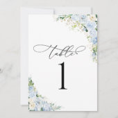 Elegant Dusty Blue Wedding Table Number Card (正面)