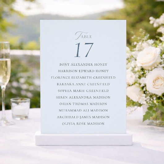 Elegant Dusty Blue Wedding Table Seating Card サンキューカード