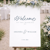 Elegant Dusty Blue Wedding Welcome Foam Board