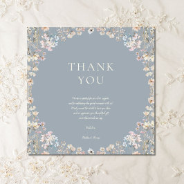 Elegant Dusty Blue Wildflower Baby Shower サンキューカード
